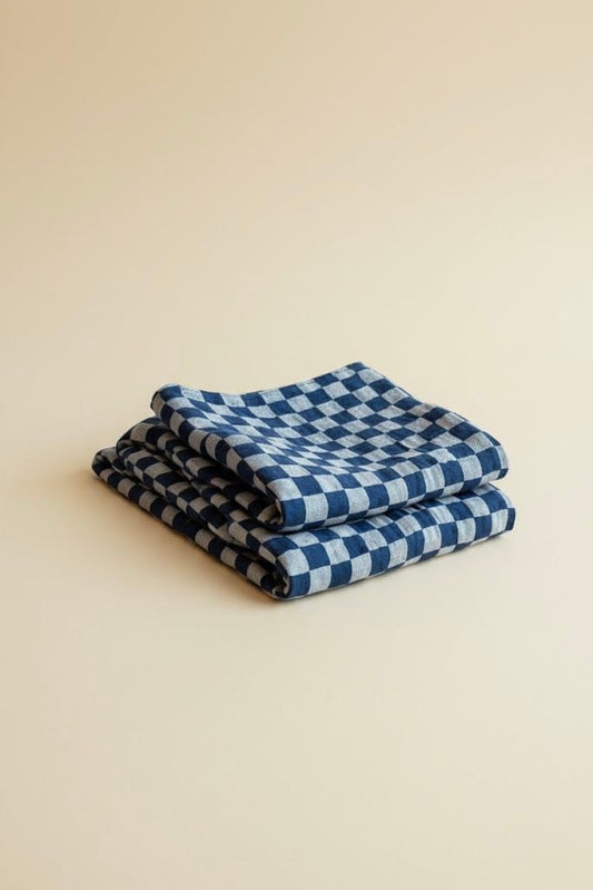 Hydrofiele doek - Blauw geblokt