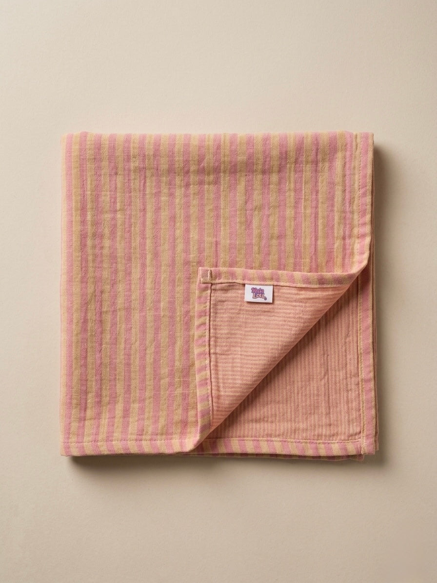 XL swaddle - Roze, oranje gestreept.