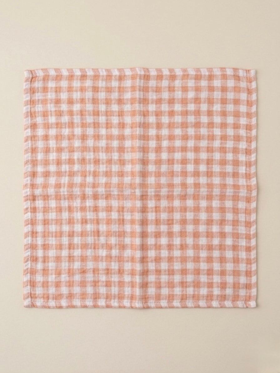 Swaddle XL - Oranje geblokt, met effen oranje achterkant.