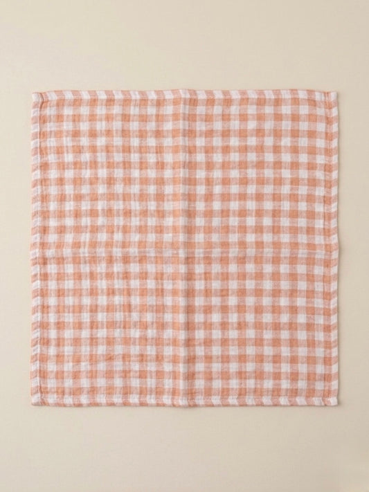 Swaddle XL - Oranje geblokt, met effen oranje achterkant.