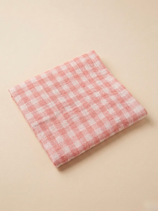 Swaddle XL - Licht roze geblokt, met effen achterkant.