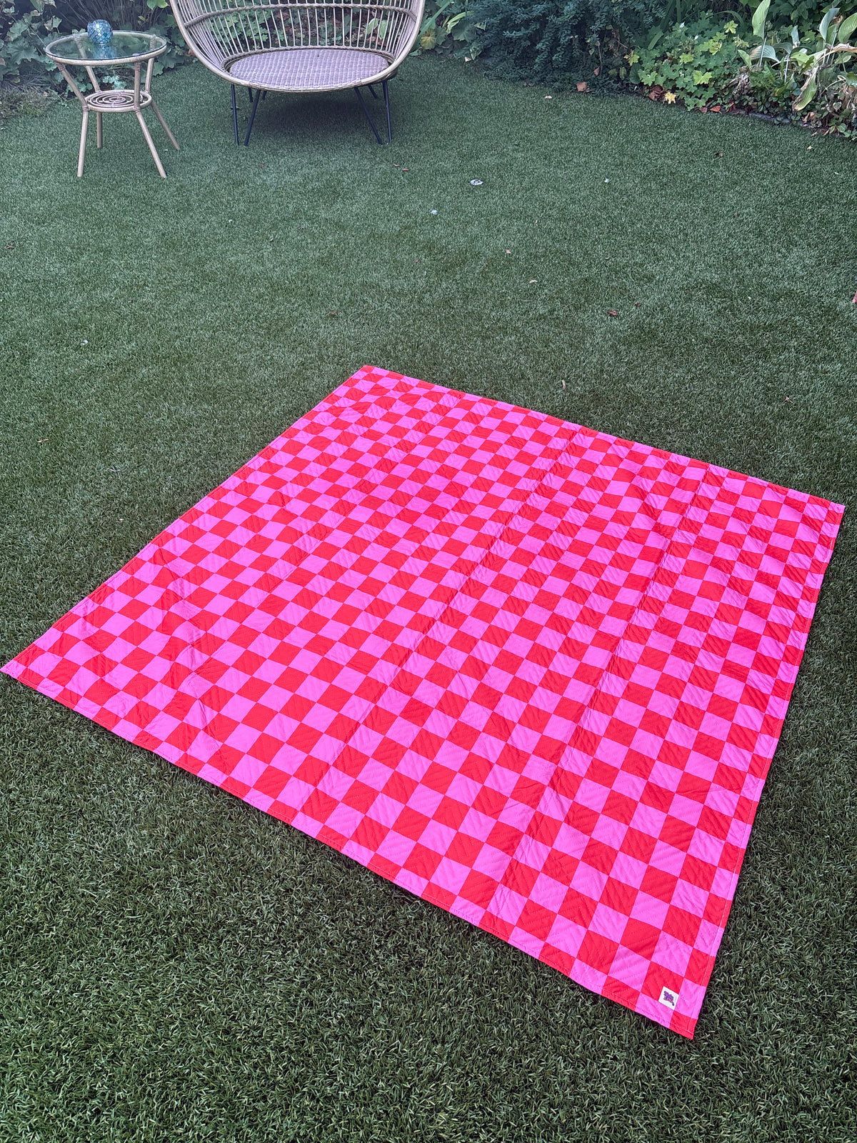 NEW ✨Speelkleed 150 x 150 cm - Rood, Roze geblokt 🩷