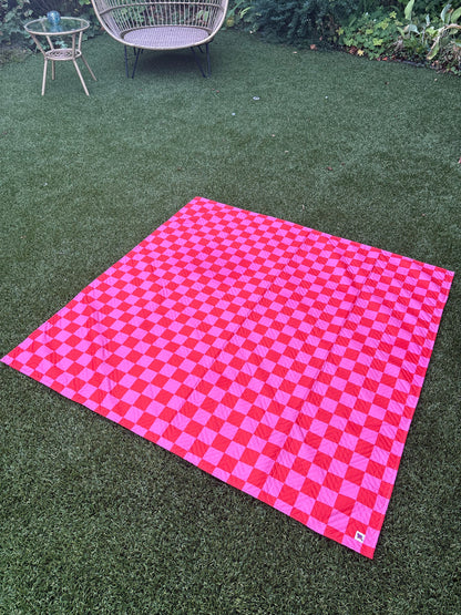 NEW ✨Speelkleed 150 x 150 cm - Rood, Roze geblokt 🩷