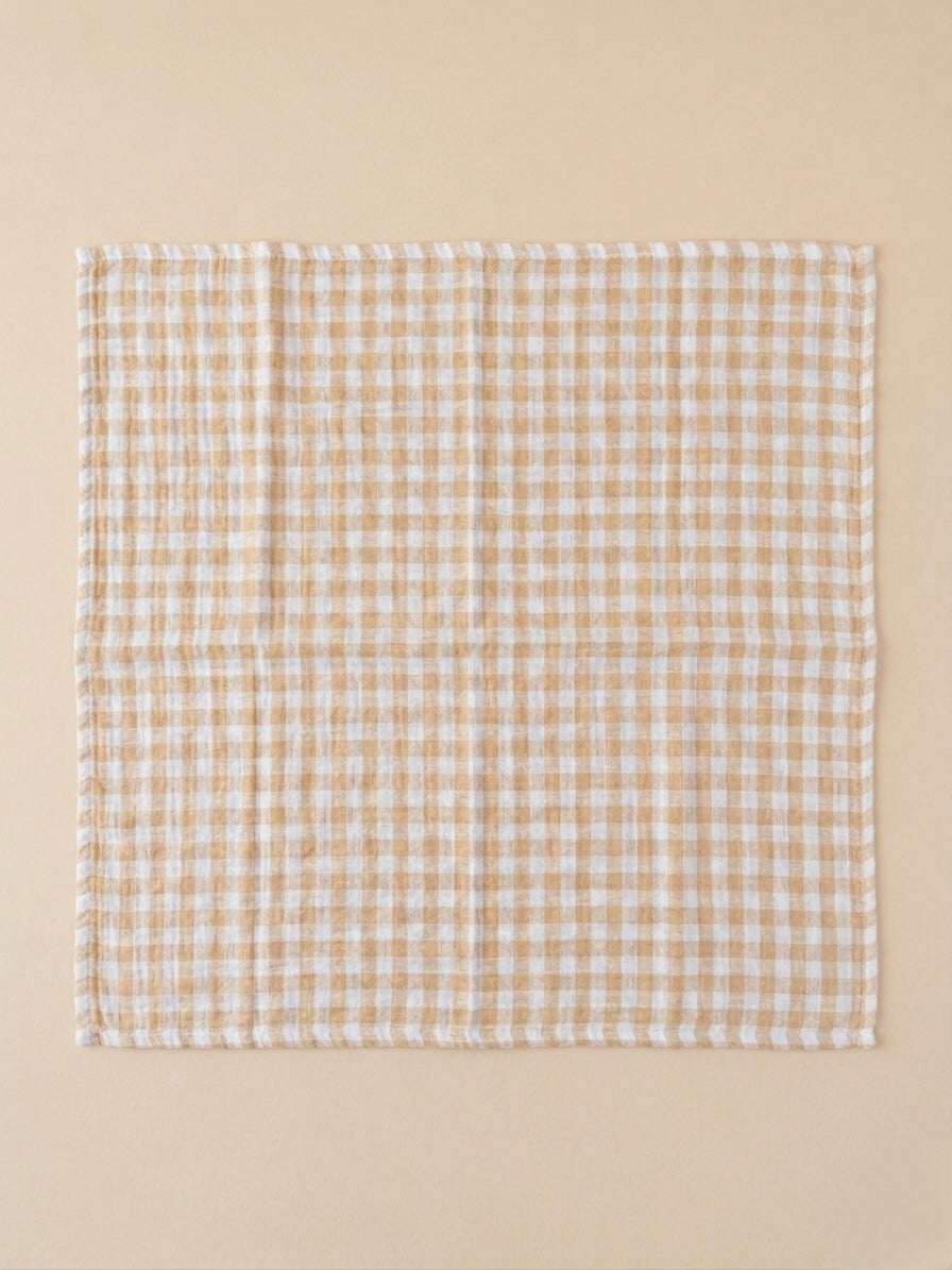Swaddle XL - Geel geblokt, met effen gele achterkant.
