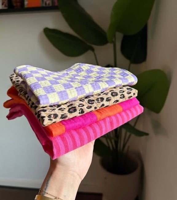 Hydrofiele doek - Lila, geel geblokt