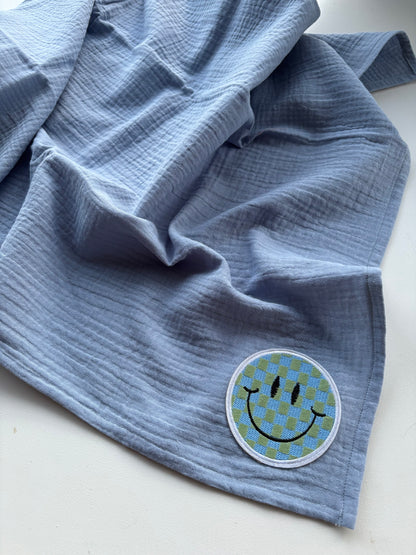 Speendoekje - Ocean blue met smiley