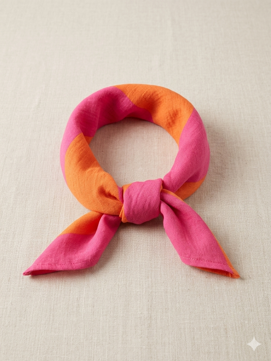 Hydrofiel sjaaltje - Roze, oranje gestreept.