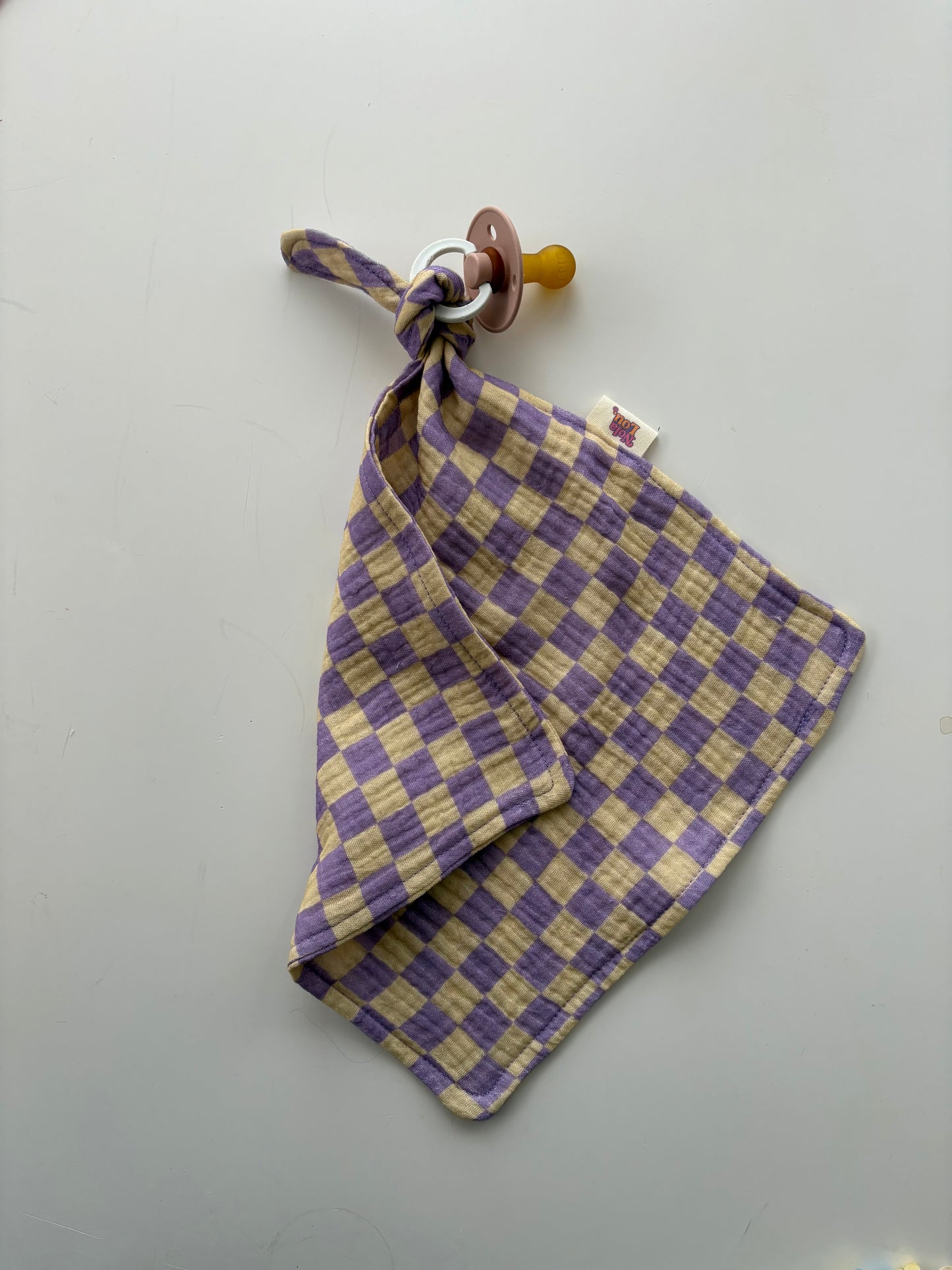 Speendoekje hydrofiel - Paars, geel geblokt 💜💛