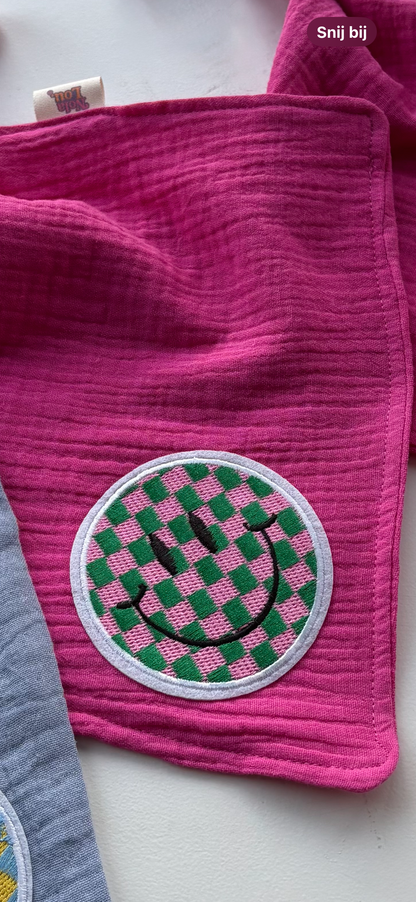 Hydrofiele doek - Fuchsia met smiley