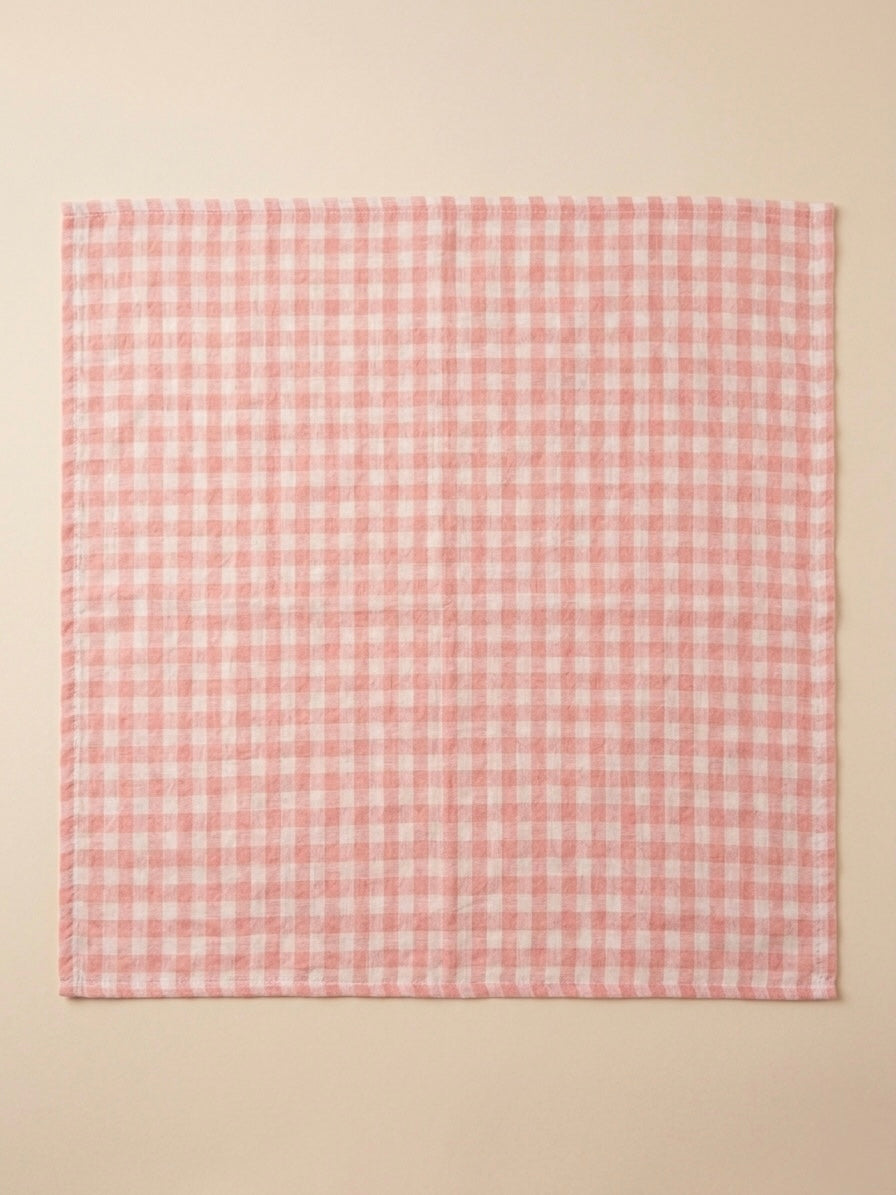 Swaddle XL - Licht roze geblokt, met effen achterkant.