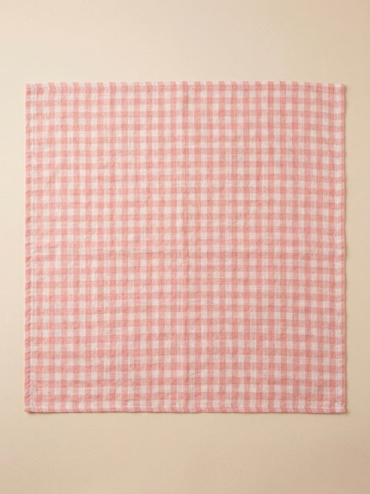 Swaddle XL - Licht roze geblokt, met effen achterkant.