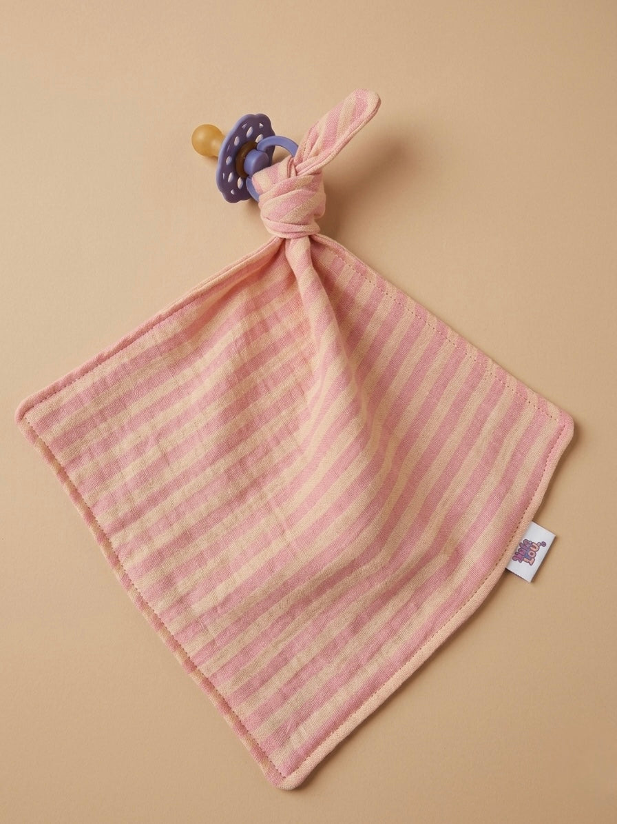Speendoekje hydrofiel - Oranje, roze gestreept.