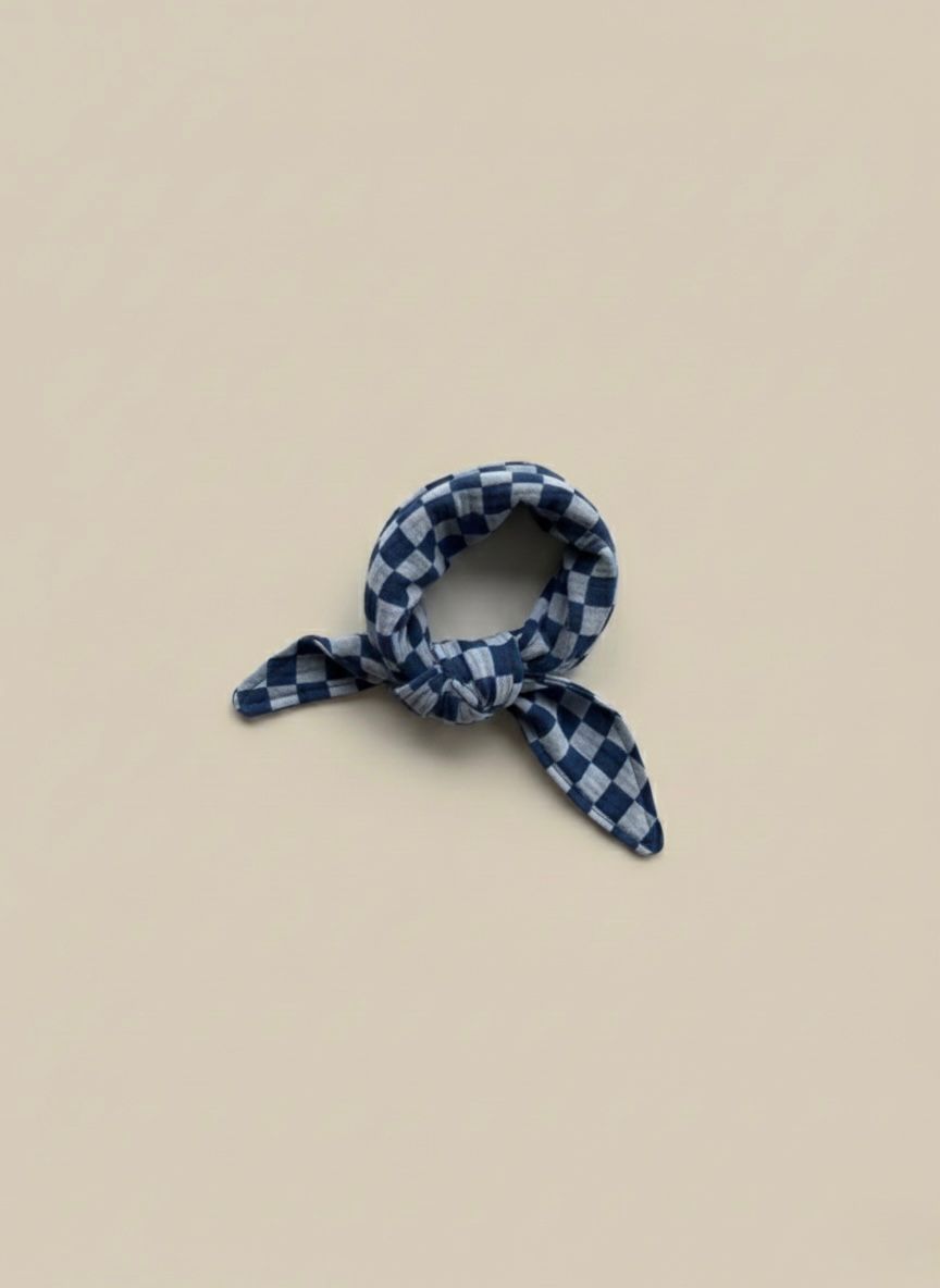 Hydrofiel sjaaltje - Blauw geblokt
