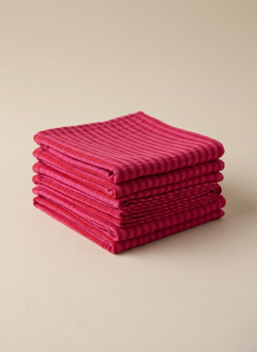 Hydrofiele doek - Rood, roze gestreept.