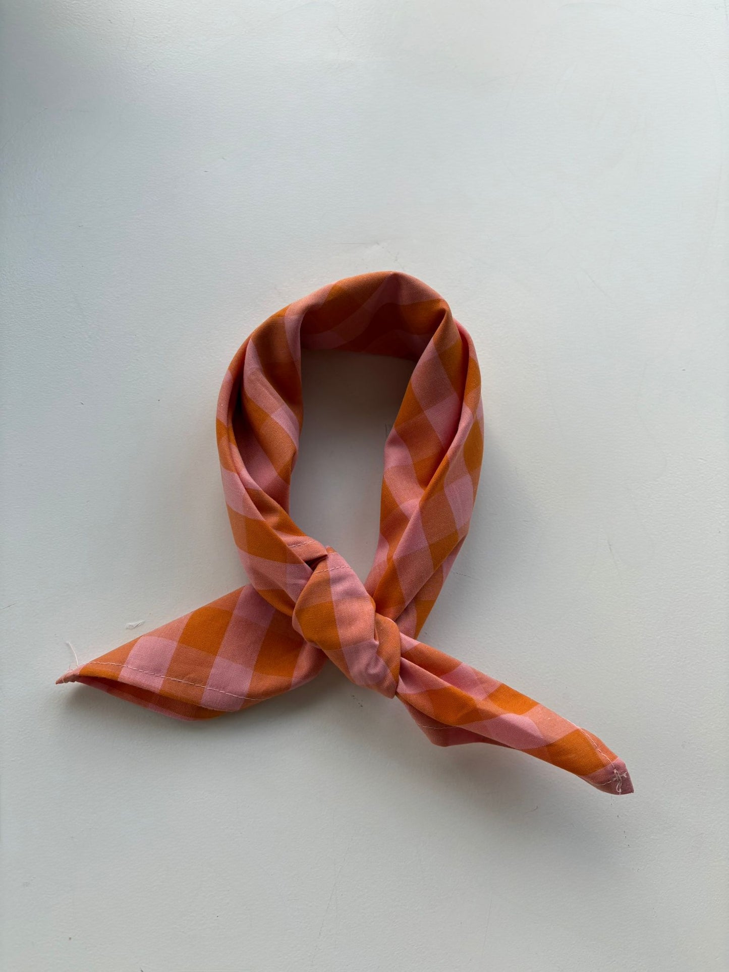 Katoenen sjaaltje - Roze, Oranje geblokt.