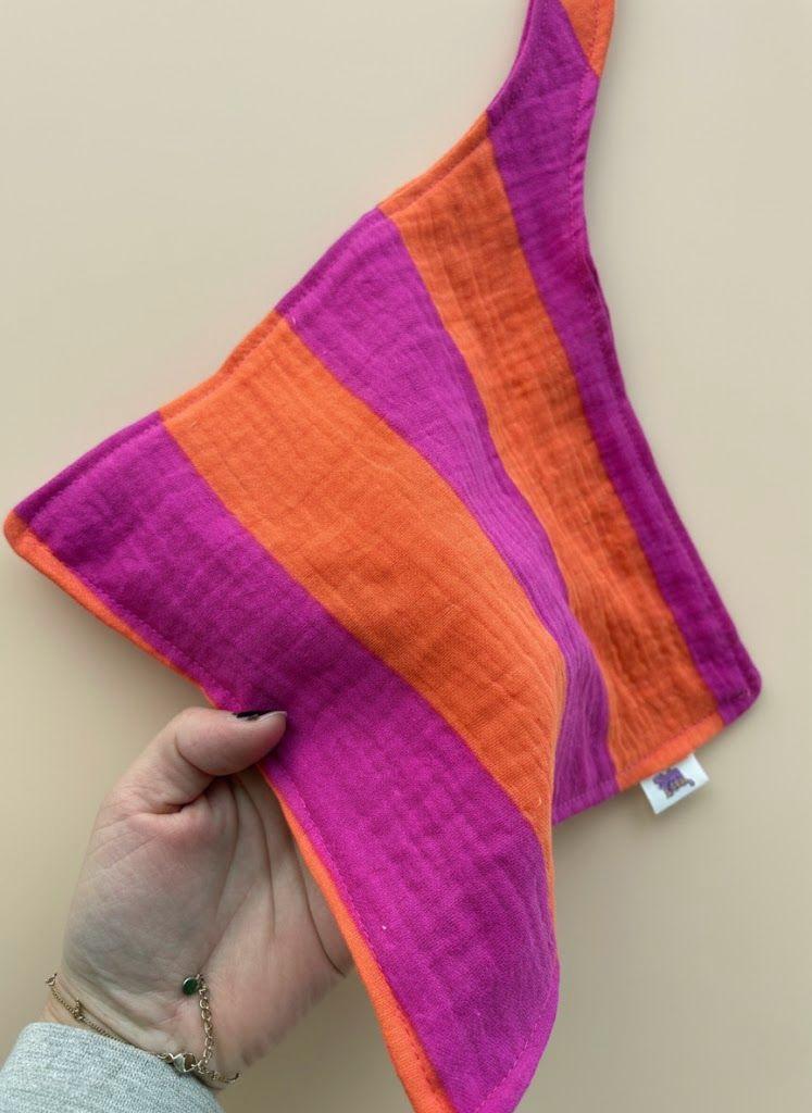 Speendoekje hydrofiel Roze, oranje gestreept.
