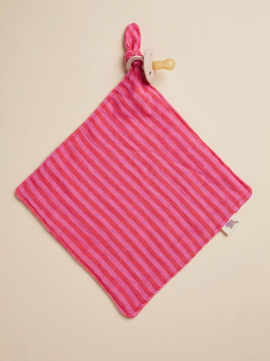 Speendoekje hydrofiel - Rood, roze gestreept.